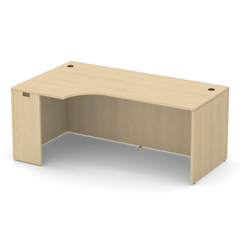 tan desk with bend of left